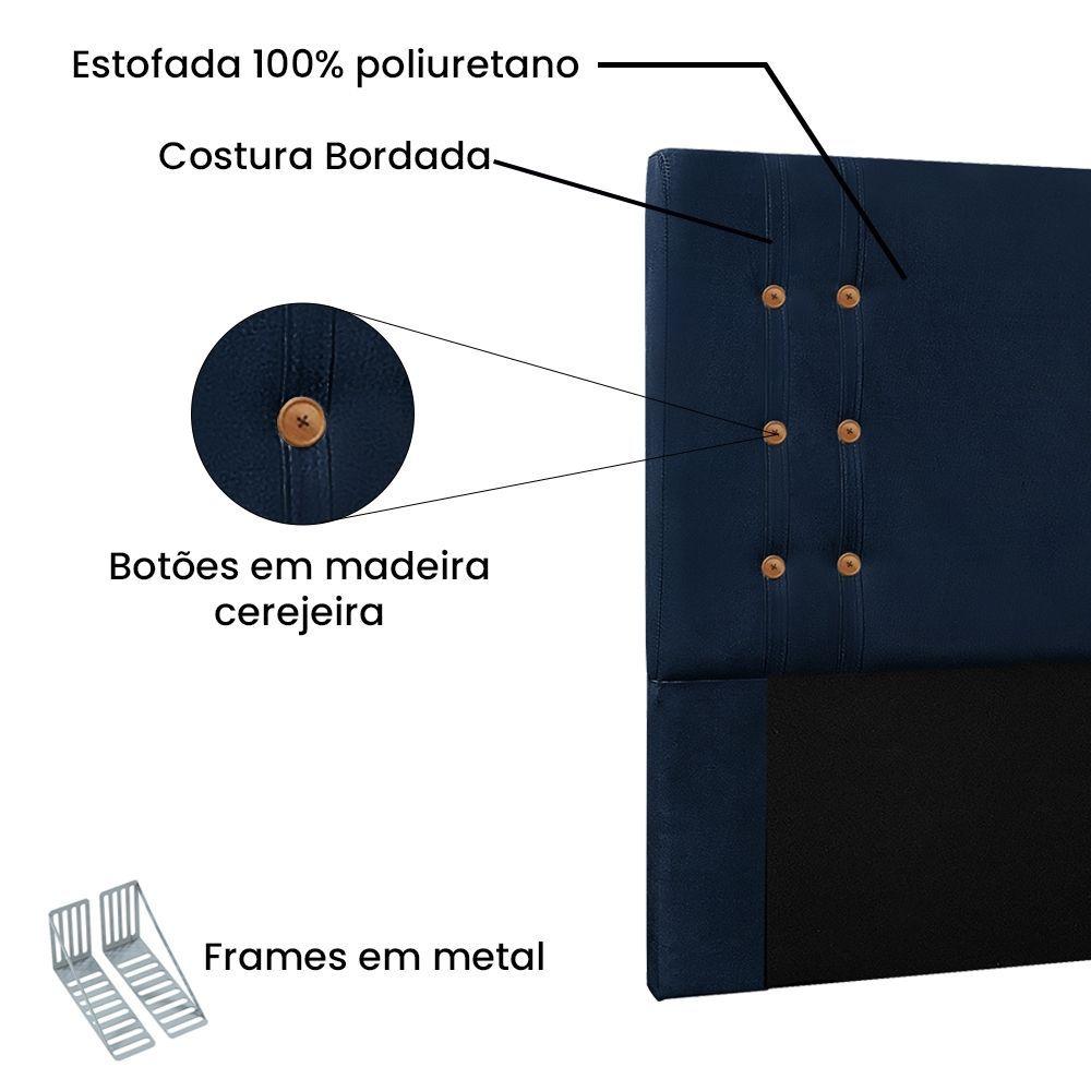 Miniatura Kit Cabeceira Recamier Queen 1,60M Suede Azul Marinho