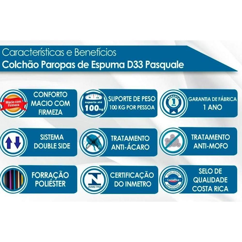 Cama Box Baú Queen: Colchão Espuma D33 Paropas Pasquale + Base Crc Rústico Clean(158X198)