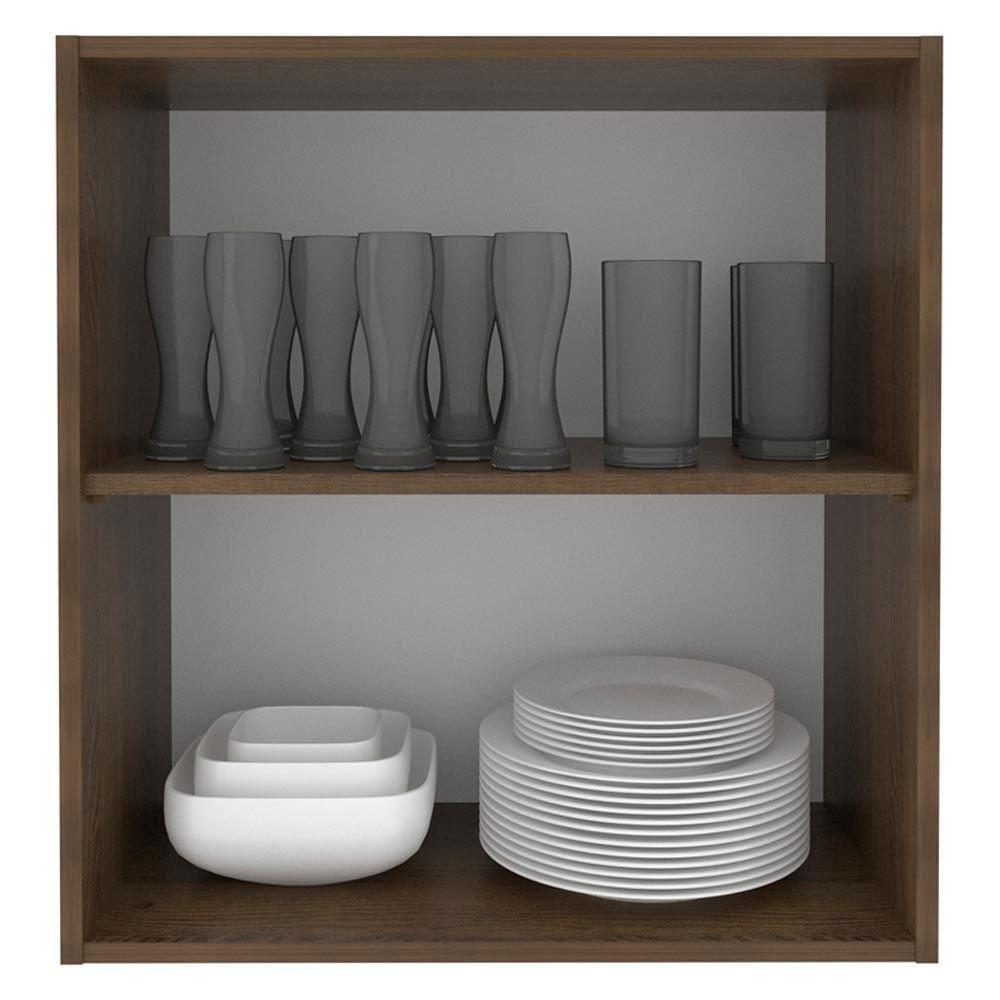 Armário Aéreo Madesa Lux 60cm 1 Porta Rustic e Preto