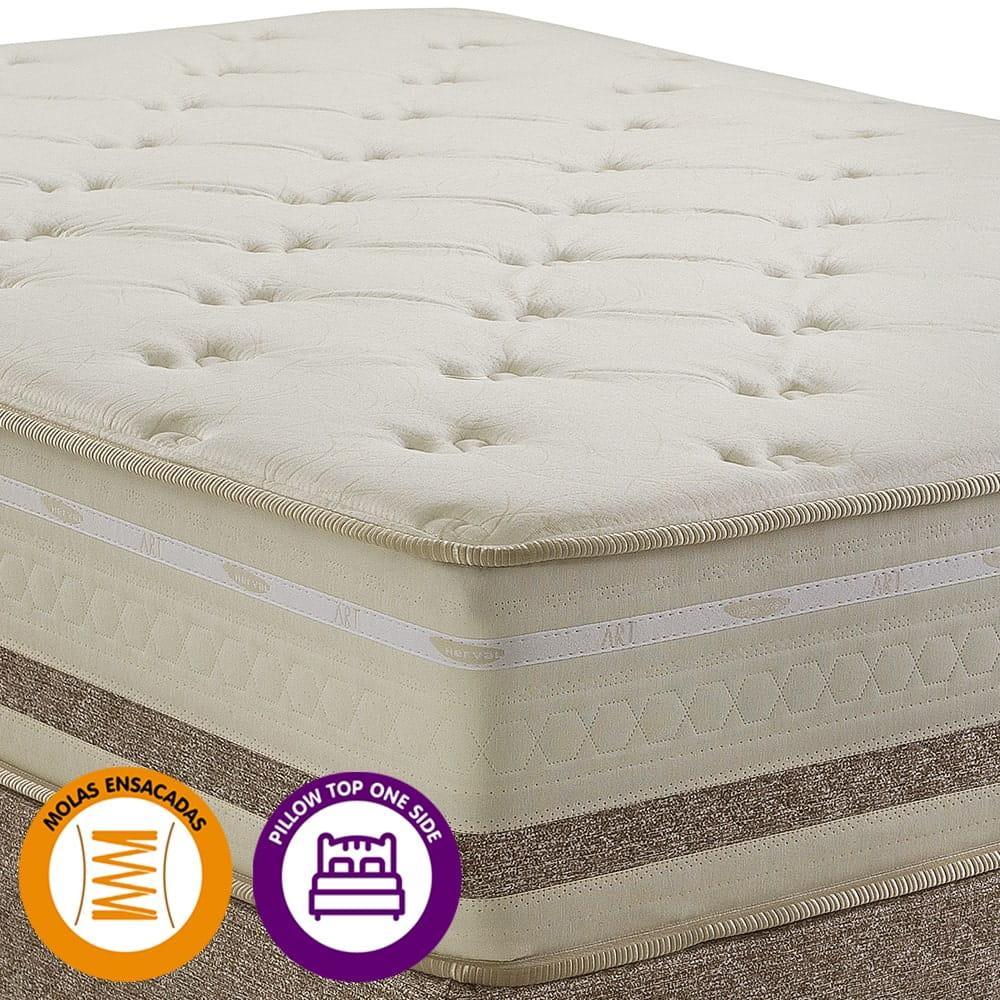 Cama Box com Cabeceira Queen Herval Haarlem, Molas Ensacadas, 69x158x198 cm