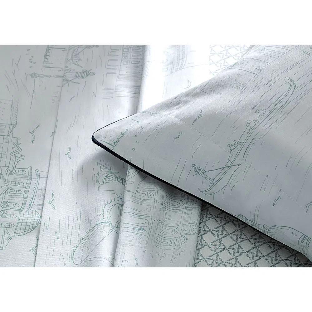 Miniatura Colcha Trussardi Com 2 Porta Travesseiros Vêneto 200 Fios