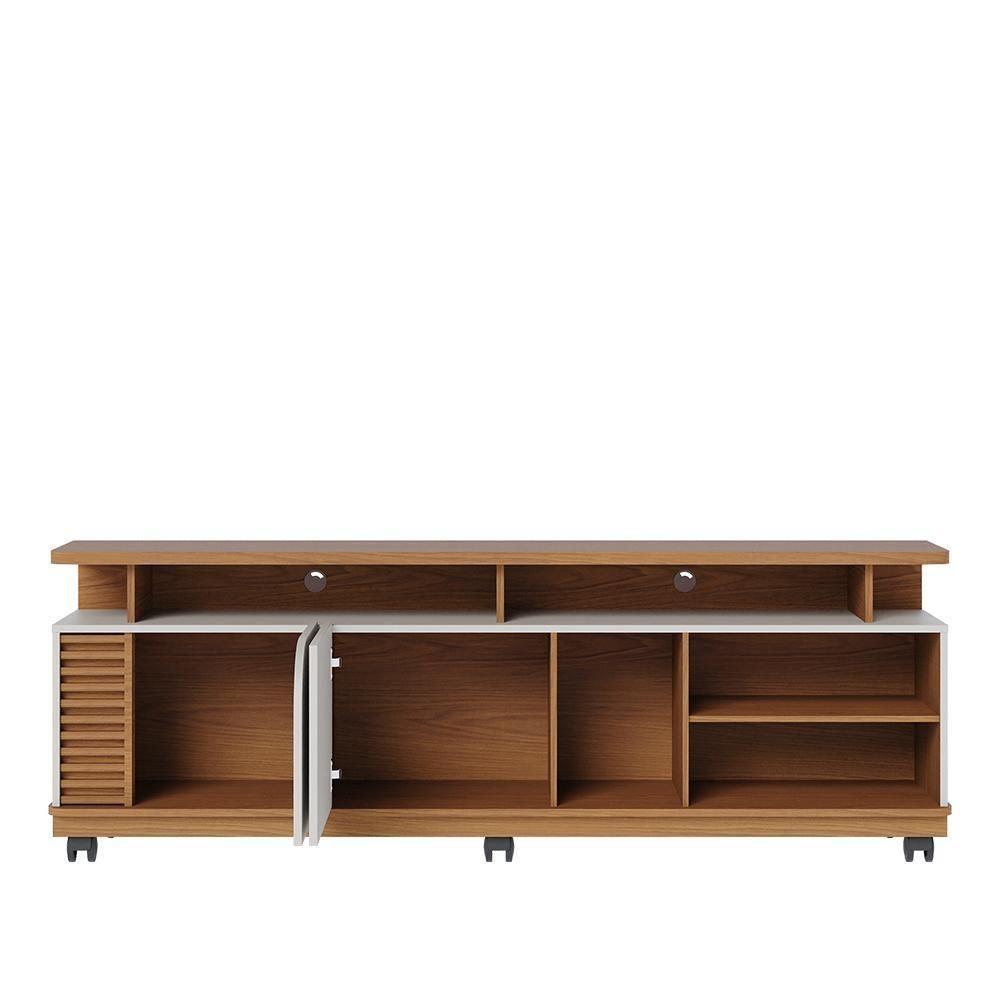 Miniatura Rack Bancada Jurerê 1.8 Freijó/off White Matte Para Tv Até 75” - Colibri Freijó/off White Matte