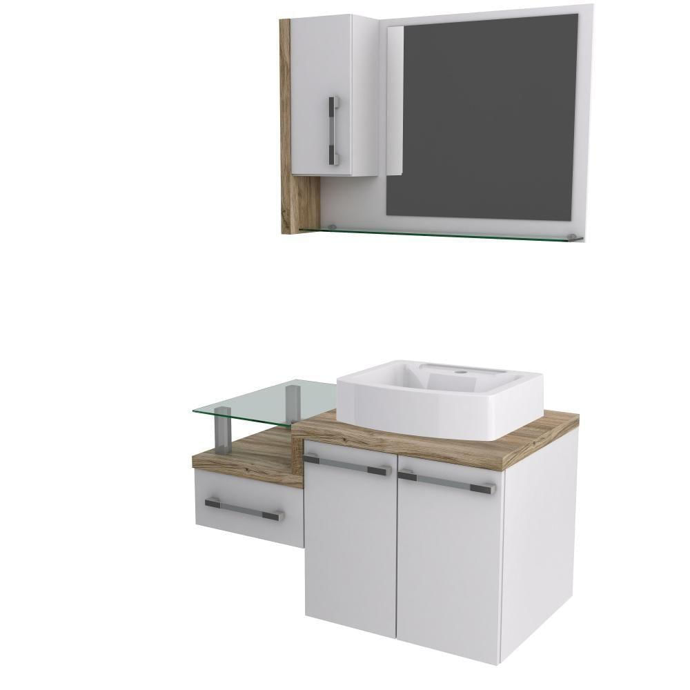 Miniatura Conjunto Balcão C-cuba Aria 41 E Espelheira Legno 830 Branco Chess C-branco Chess Branco Chess C-carvalho