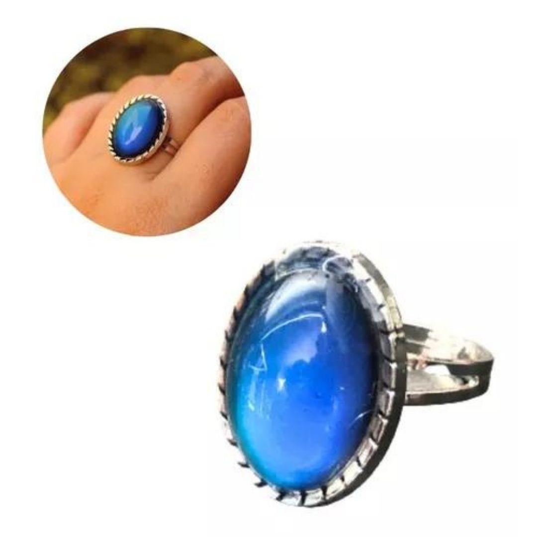 Miniatura Anel Do Humor Oval Modelo Vintage Elegante Muda De Cor Novo