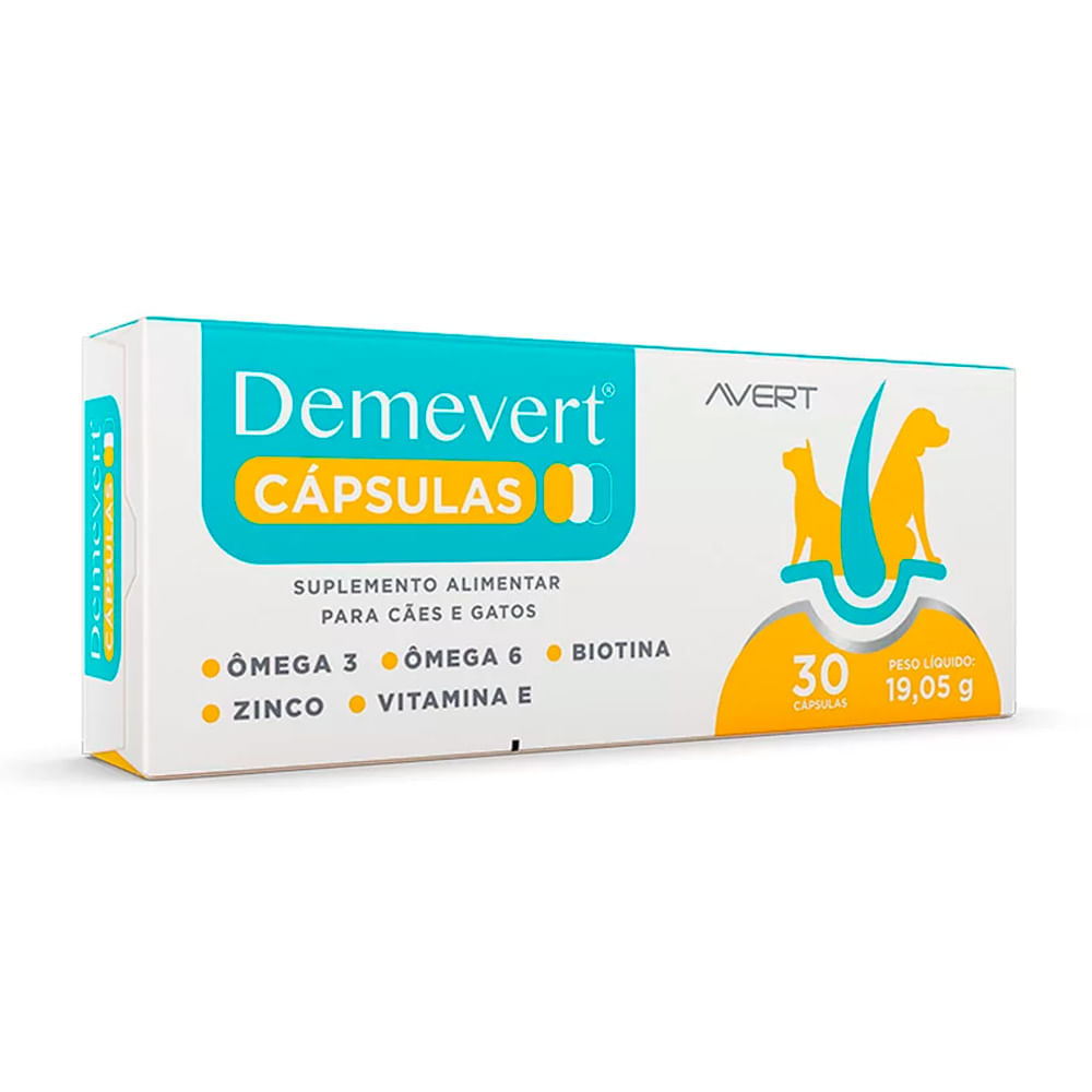 Miniatura Demevert Suplemento para Cães e Gatos com 30 Cápsulas