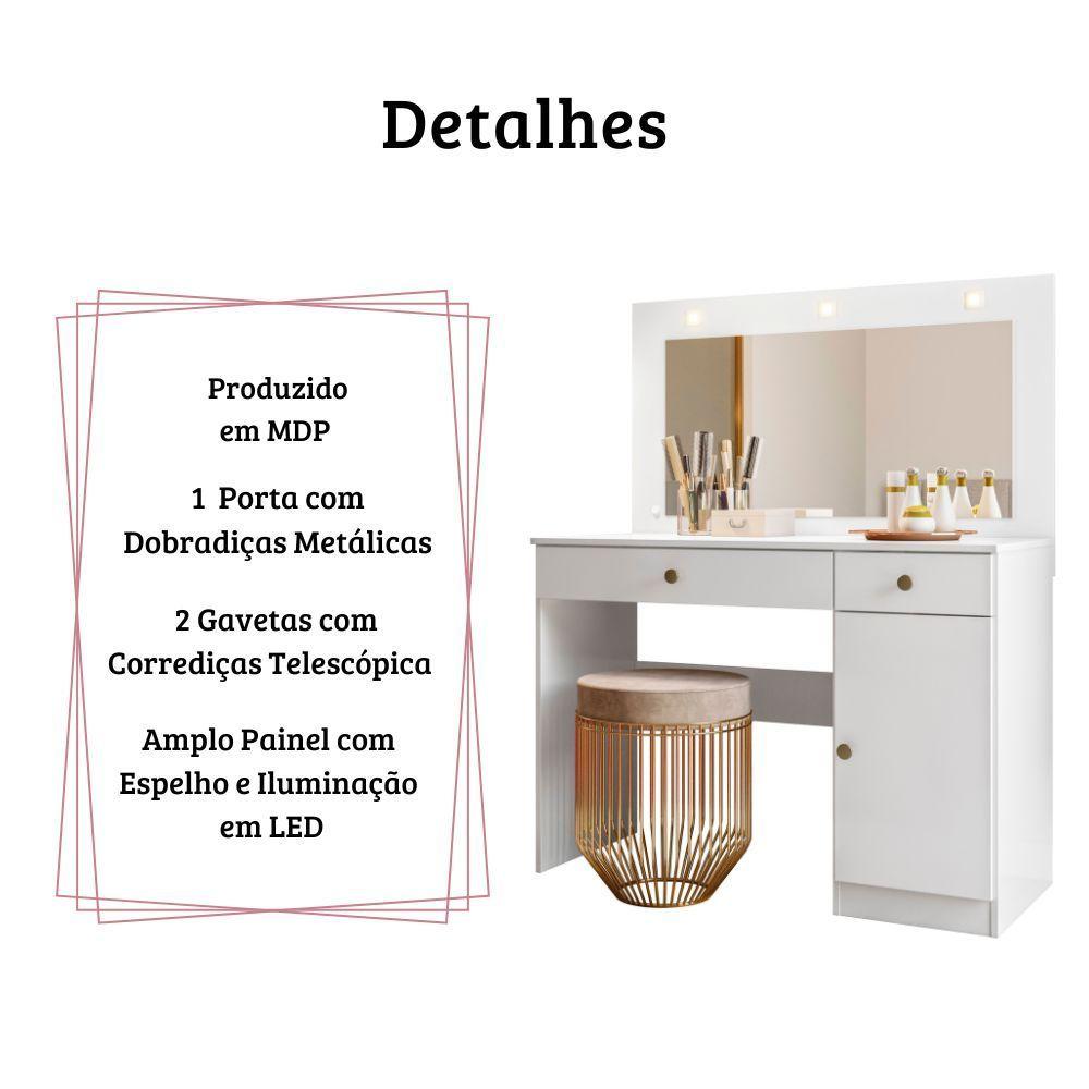 Miniatura Penteadeira Camarim Bella Com Espelho E Led Branco Moval