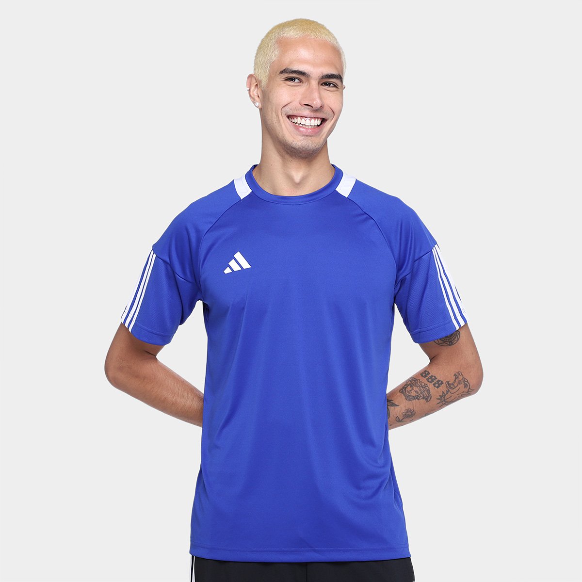Miniatura Camiseta Adidas Sereno Masculina Azul+Branco - EGG