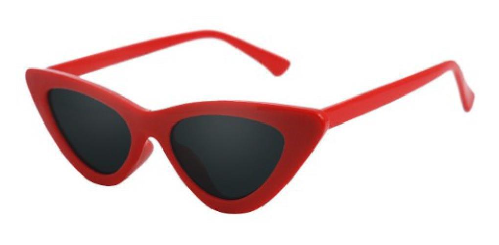 Miniatura Óculos Sol Fem Cat Eye Gatinho Luxo Preto/Vermelho Rêtro