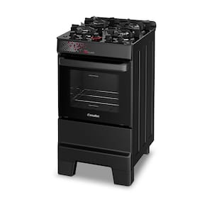 Miniatura Fogão Esmaltec IDEAL Top Glass T4VAP Preto 4 Bocas com Mesa de Vidro e Acendimento Automático Forno 50L – Bivolt