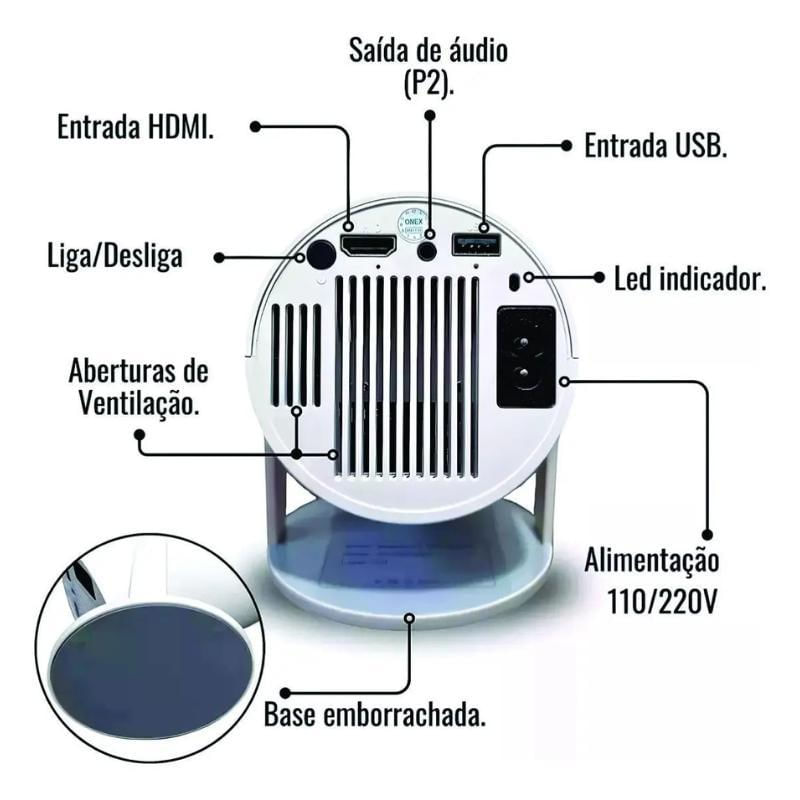 Projetor Smart Hy300 Mini Projetor Suporta 4K Portátil