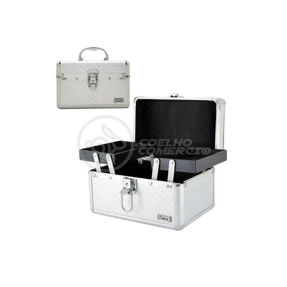 Maleta De Maquiagem E Joias Cisne Organizadora Completa Csn-5131 Prata Profissional