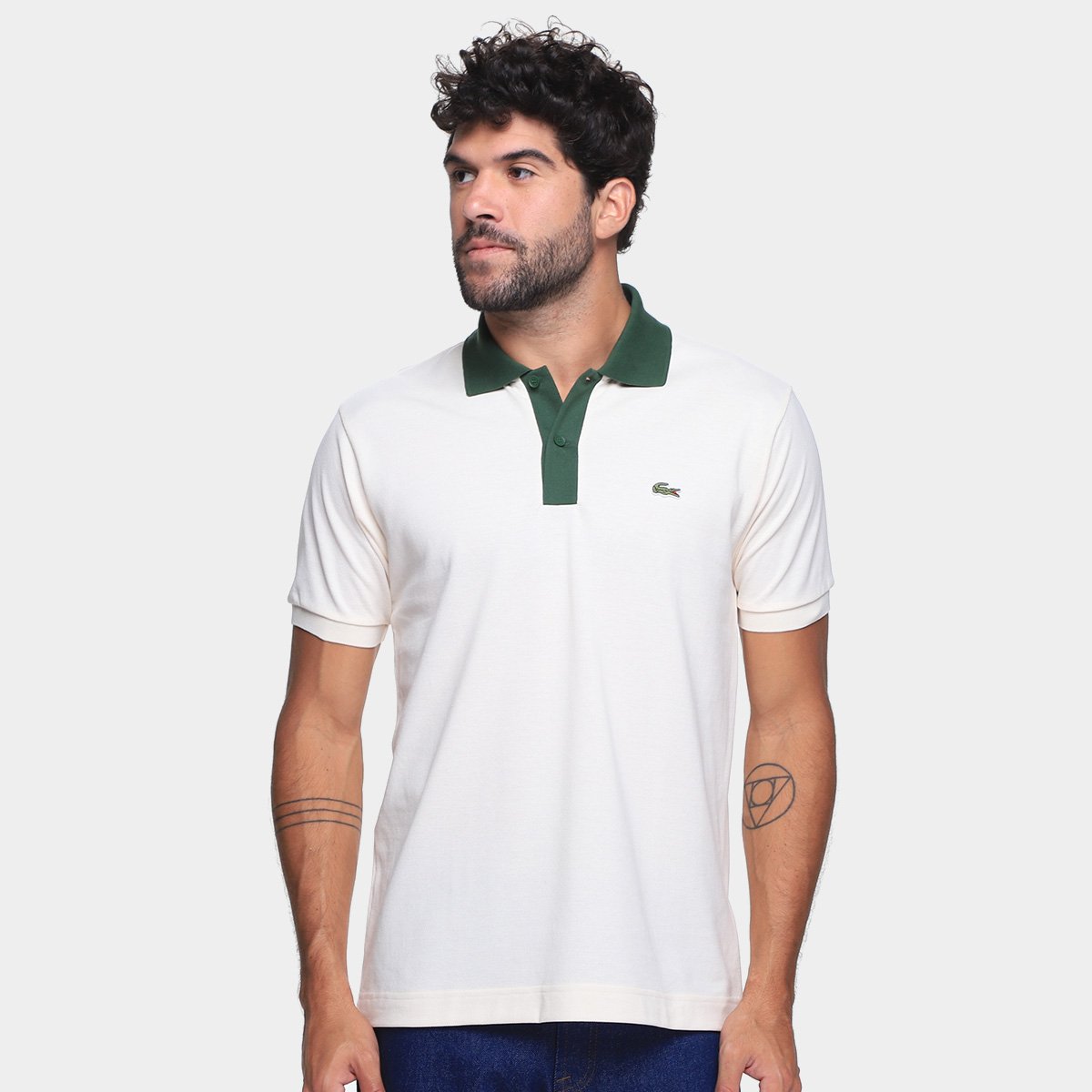 Miniatura Camisa Lacoste Polo Contrast Collar Masculina Branco - G