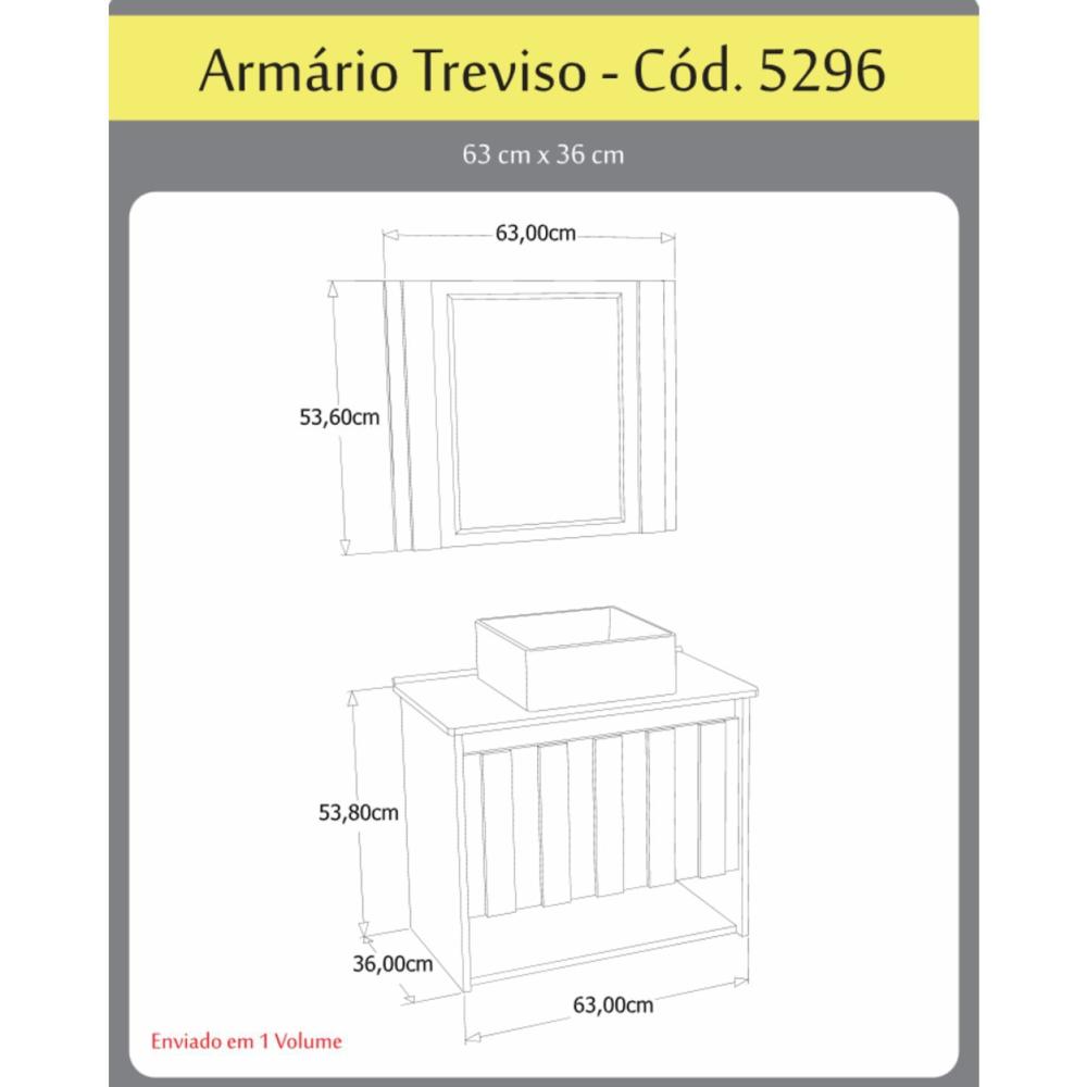 Conjunto Gabinete de Banheiro Suspenso Ripado 1 Gaveta Interna com Espelheira e Cuba Gianduia