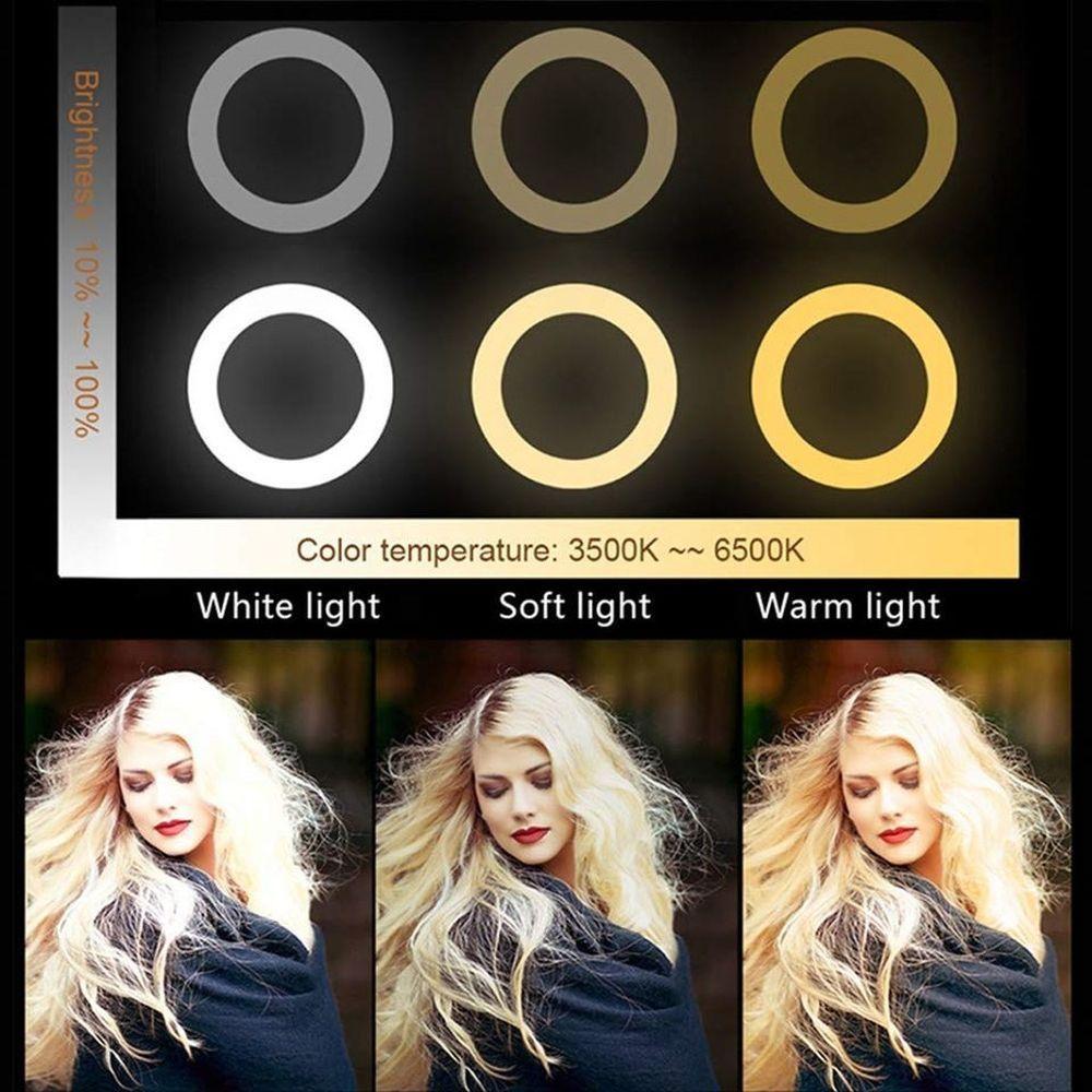 Miniatura Ring Light Iluminador Luz Led Flash Anel 16Cm 3 Cores Selfie Foto Vídeo Makeup Acessório Youtuber +