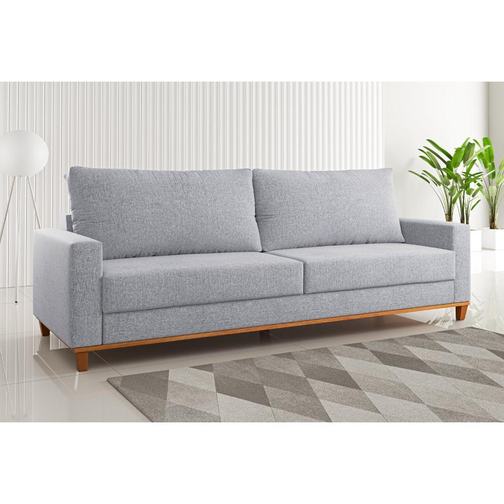 Miniatura Sofá Fixo Living 2 Almofadas Soltas 4 Lugares 220cm Ares Inox