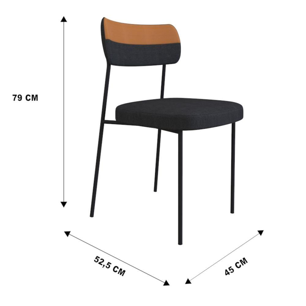 Miniatura Kit Com 2 Cadeiras Mya Linho - Caramelo/grafite - Og Móveis
