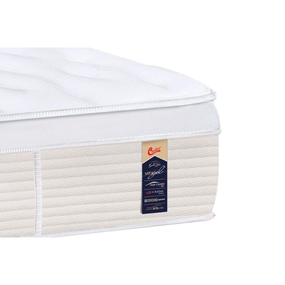 Miniatura Colchão Queen Molas Ensacadas Visco Gel Pocket Gold Star Vitagel Euro Pillow (158x198x32) - Castor