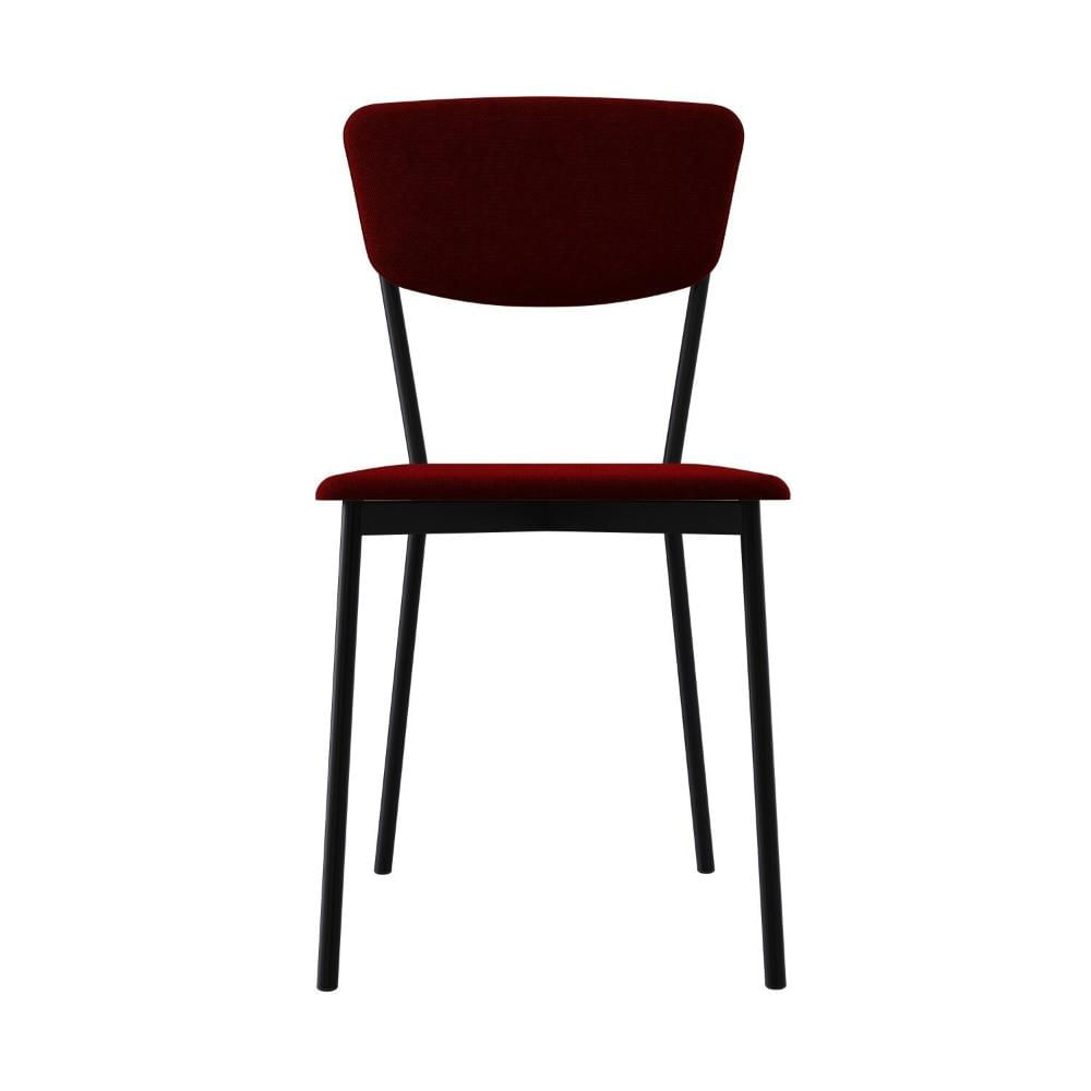 Cadeira Fixa Estofada Vintage Retrô Vermelho Vinho/Preto Fosco
