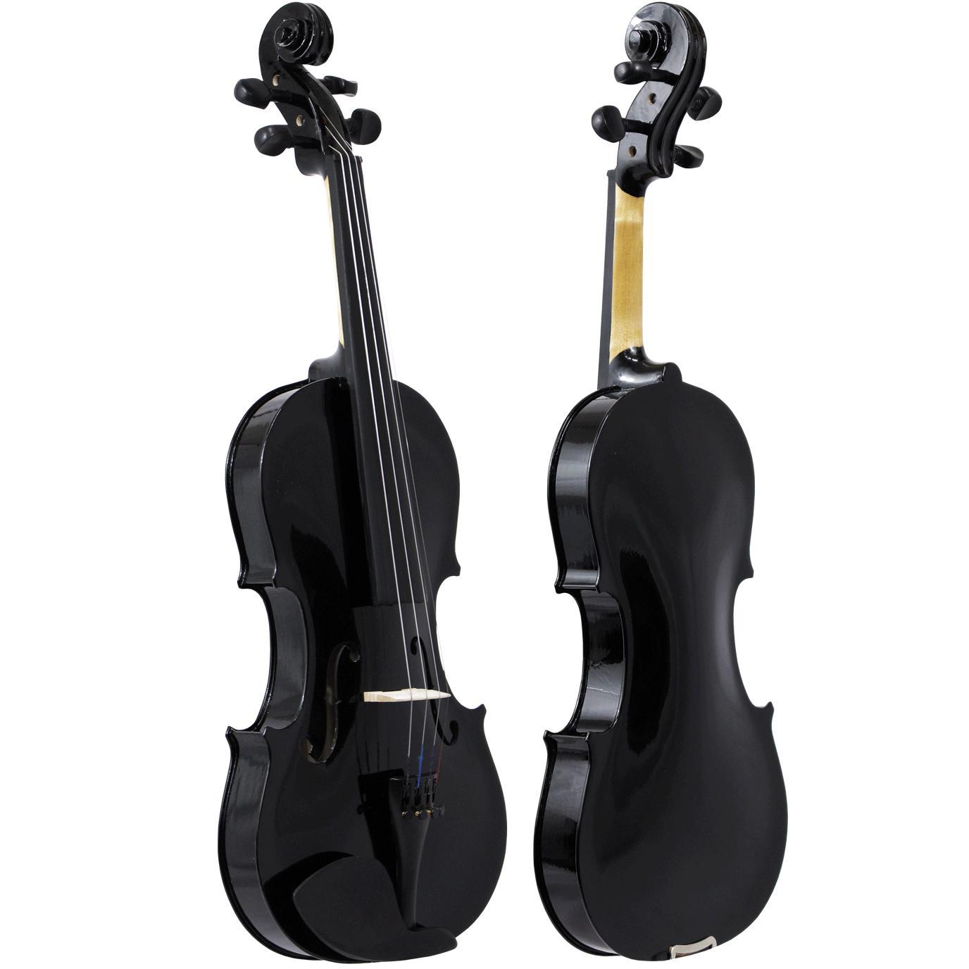 Miniatura Violino Iniciante Preto 4/4 Completo Madeira Laminada