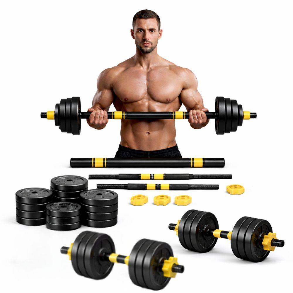 Miniatura Kit Halteres De Anilhas E Barras Fitness 20kg