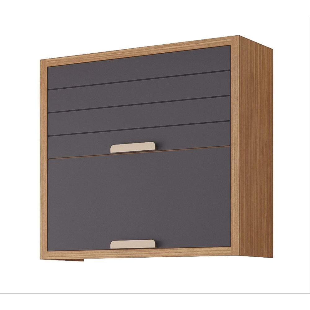 Miniatura Armário Aéreo 2 Portas Basculantes 80cm Luiza Yescasa Freijó/Titanium