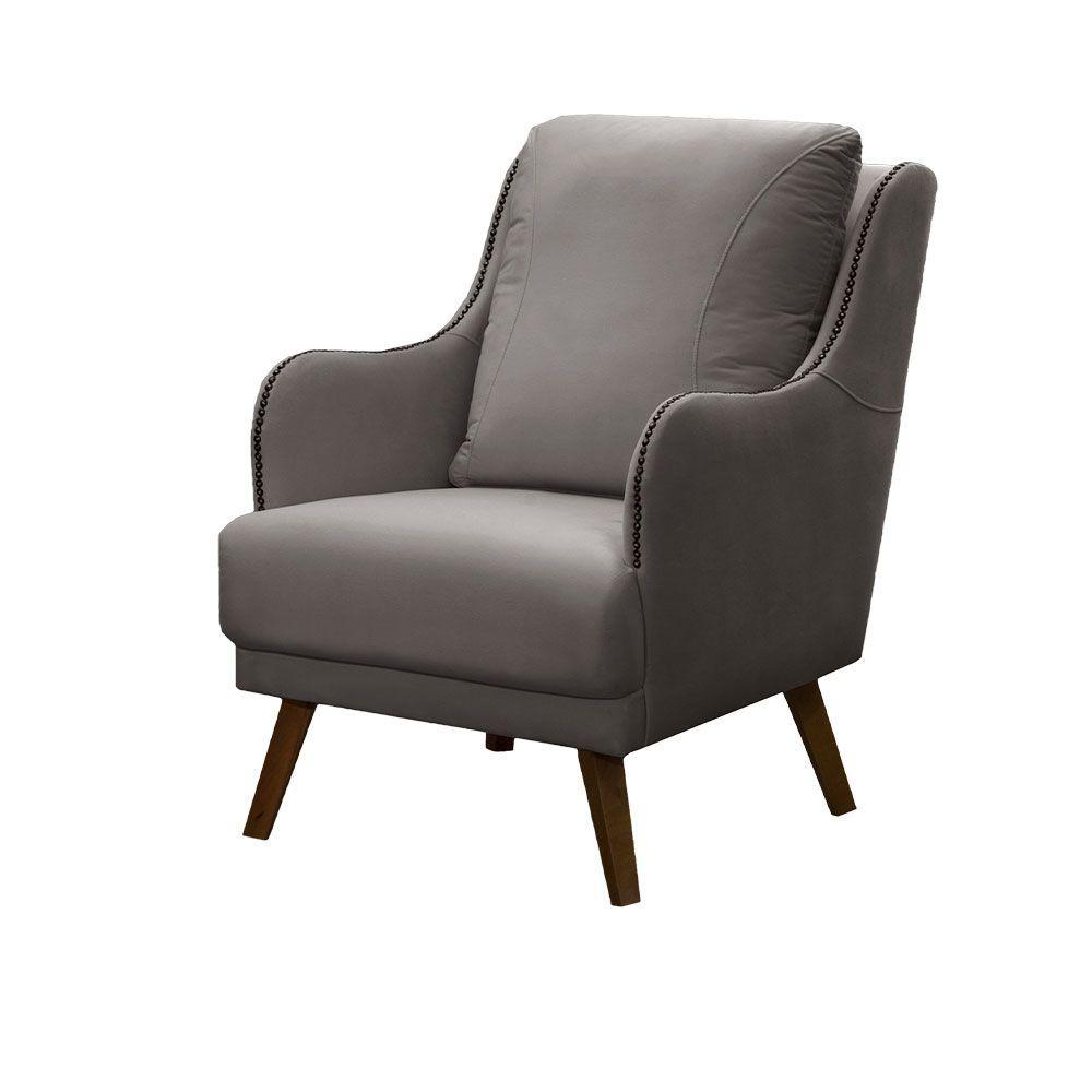 Miniatura Poltrona Decorativa Catar Com Tachas Suede Cinza - Gran Belo