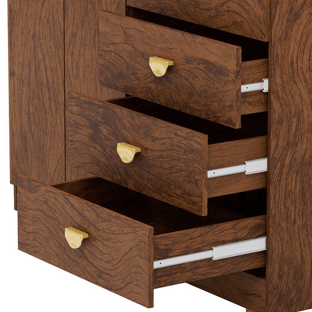 Guarda Roupa Cômoda 4 Gavetas 120cm Cristal Imbuia Rústico Vila Rica