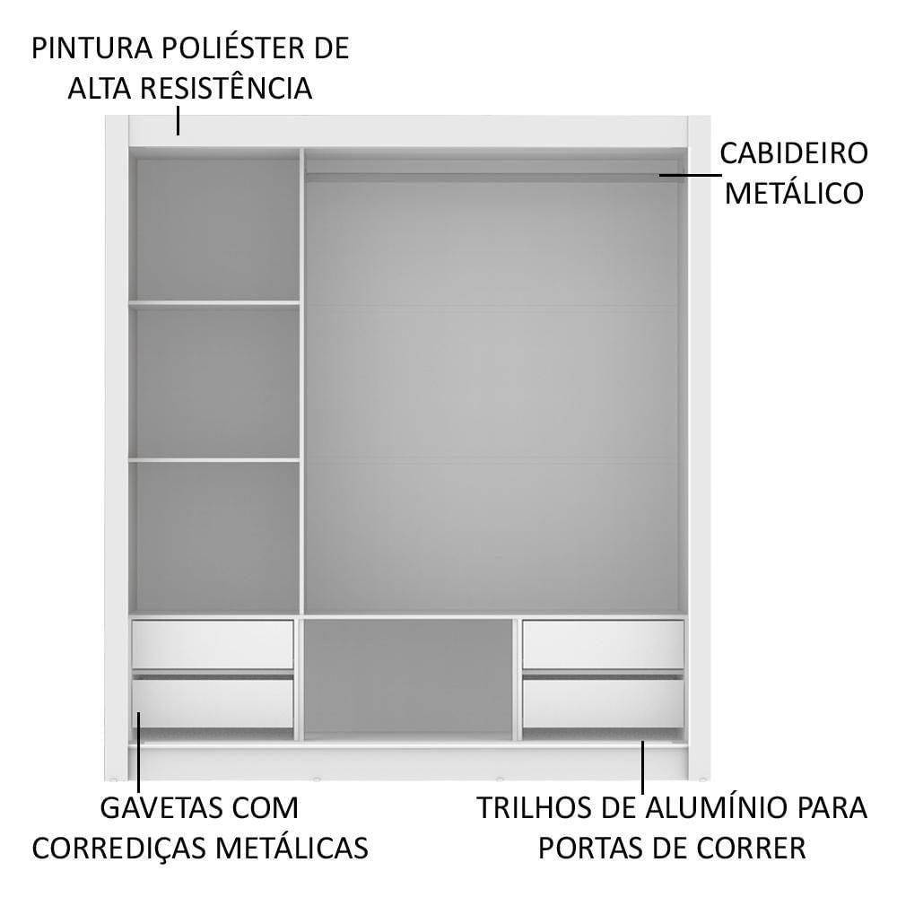 Miniatura Guarda Roupa Casal Lyon 3 Portas de Correr 4 Gavetas Madesa