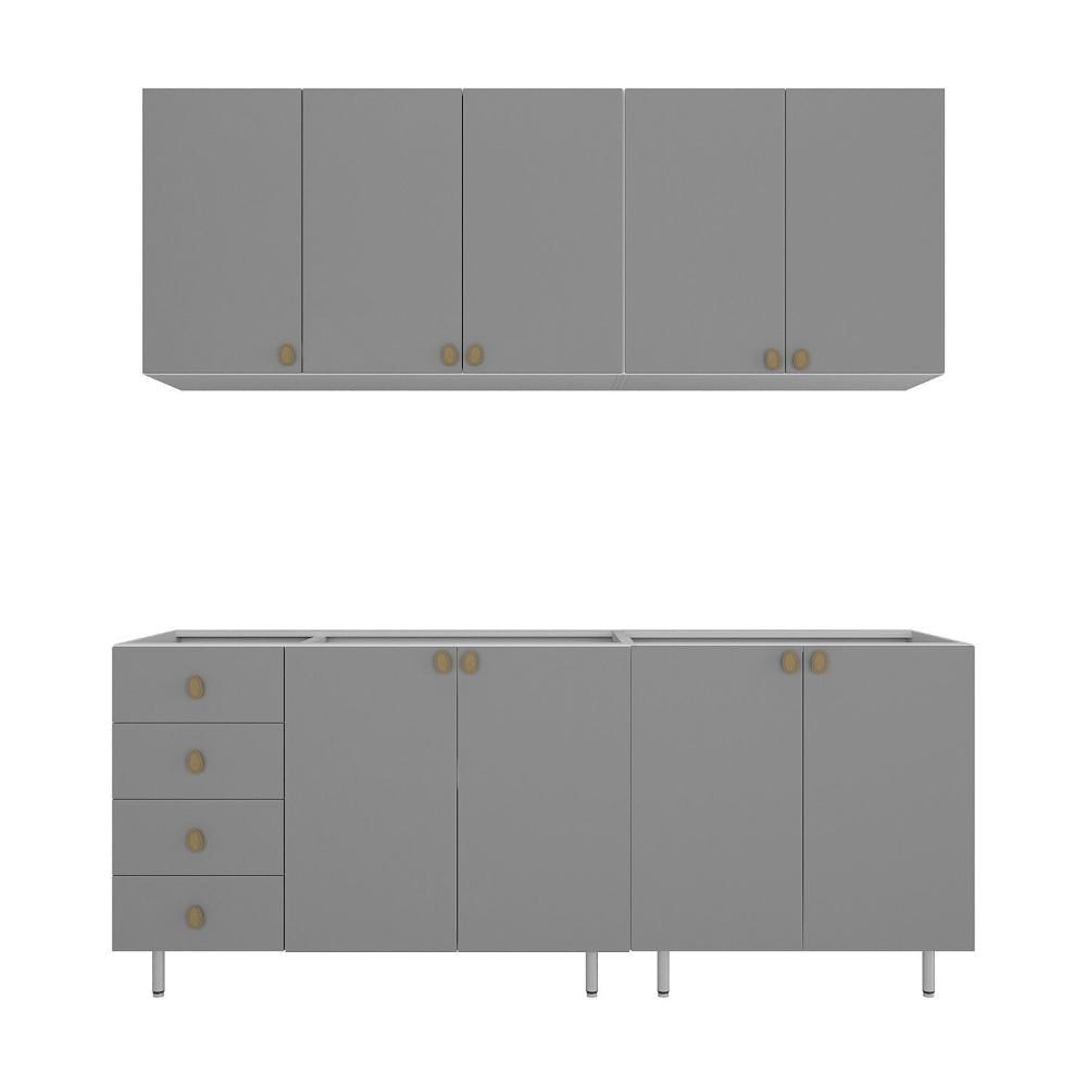 Miniatura Cozinha Compacta 4 Peças 100% Mdf Bp 2 Balcões 2 Aereos Maranello Branco/Urbi