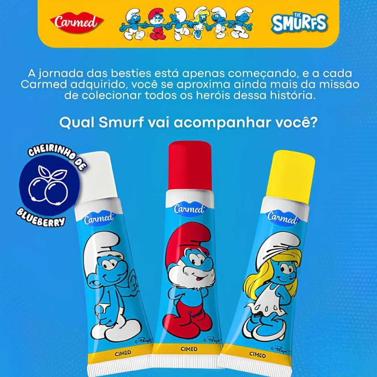 Kit 2 Hidratante Labial Carmed Smurfs Blueberry 10G