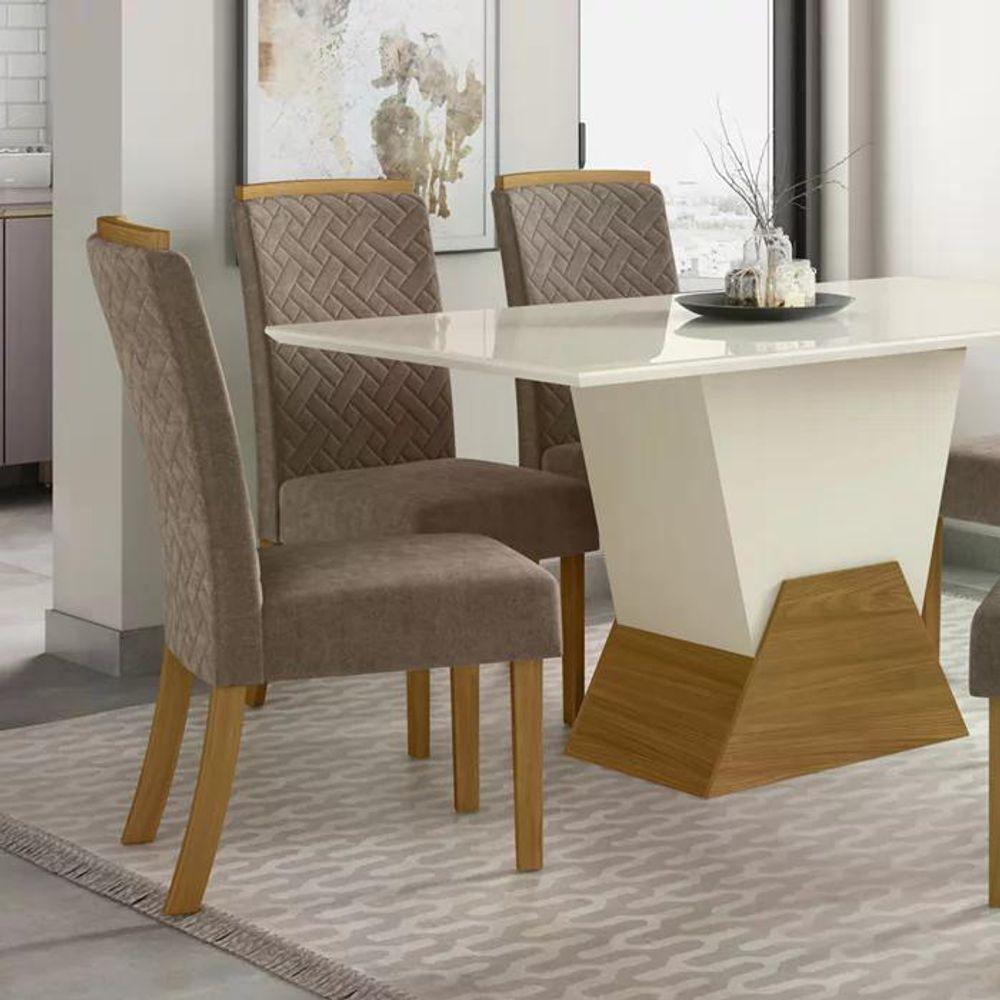 Kit 2 Cadeiras Estofadas Si24 Veludo Nature Marrom Amendoa