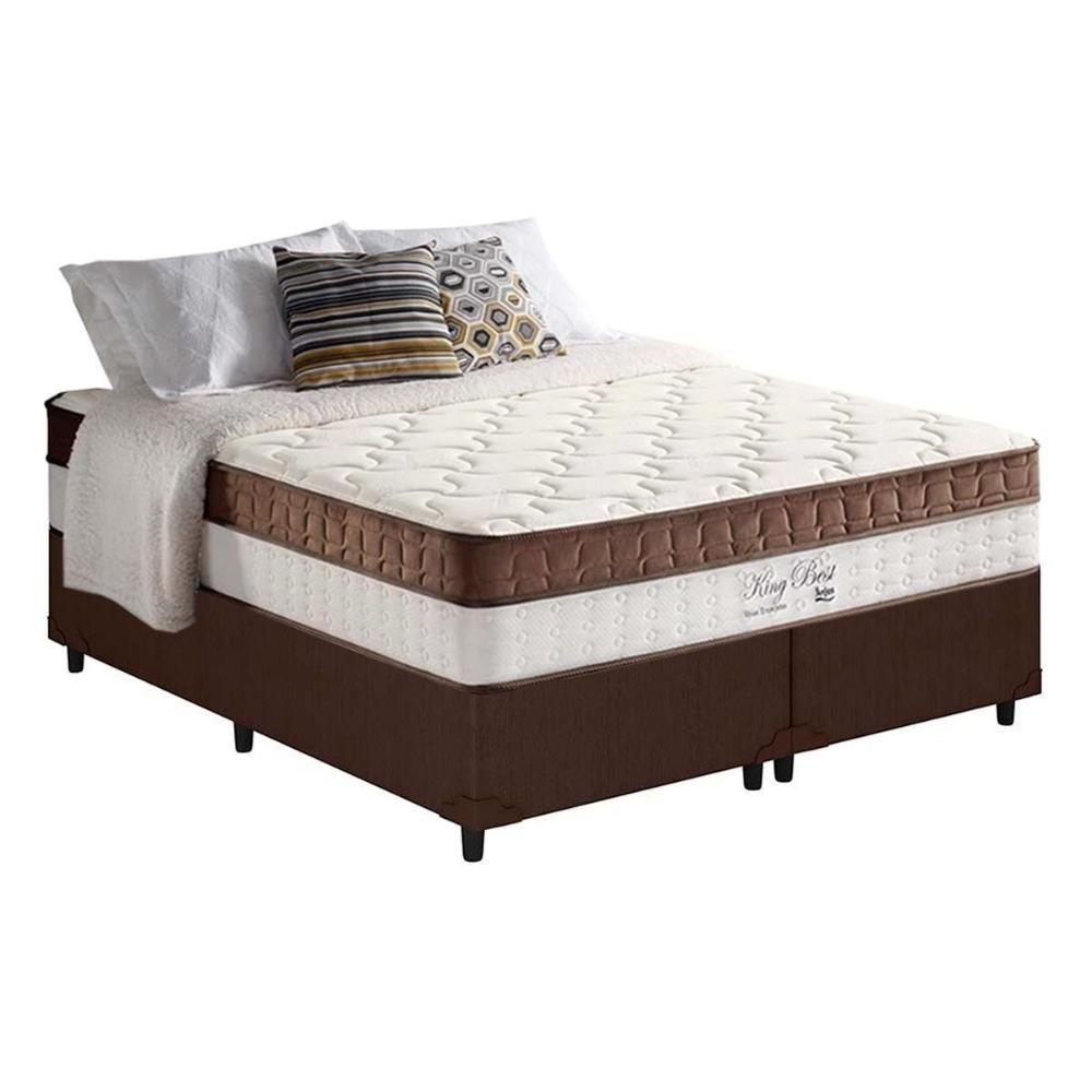 Miniatura Cama Box Queen: Colchão Molas Anjos King Best MarromBase Courano Brown(158x198)