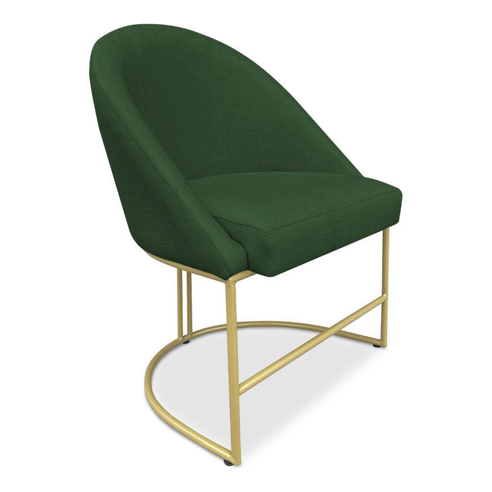 Miniatura Cadeira Poltrona De Jantar Bela Suede Base Metálica Industrial Dourado - Pallazio Verde