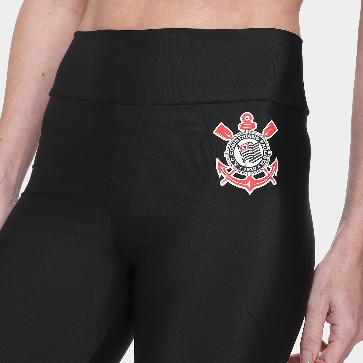 Miniatura Calça Legging Corinthians Coimbra Cintura Alta Feminina Preto - G