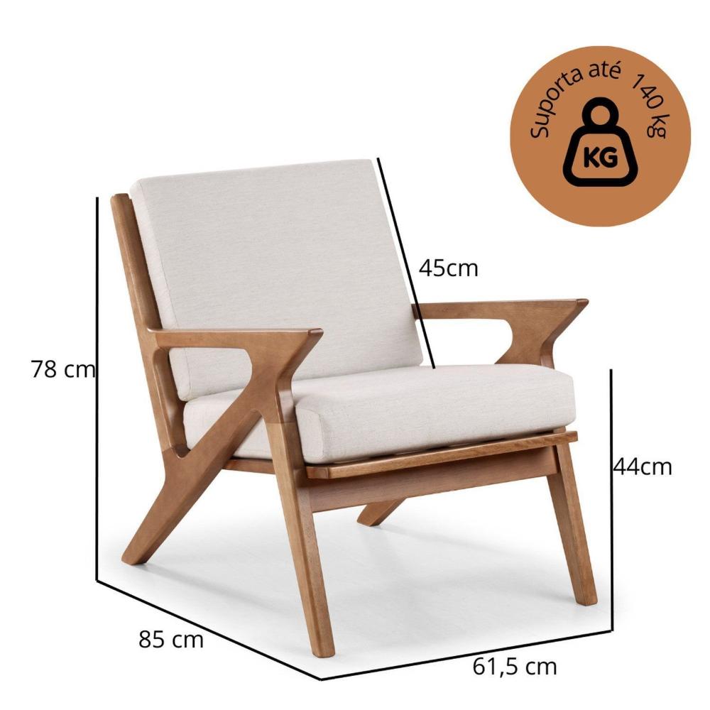 Miniatura Poltrona para Sala Oslo, Verniz Avelã, Tecido Cru Calandro Verniz Avelã