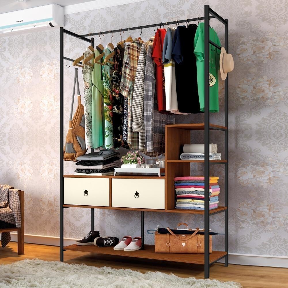 Miniatura Guarda Roupa Industrial Mazzara Preto Canela Off White