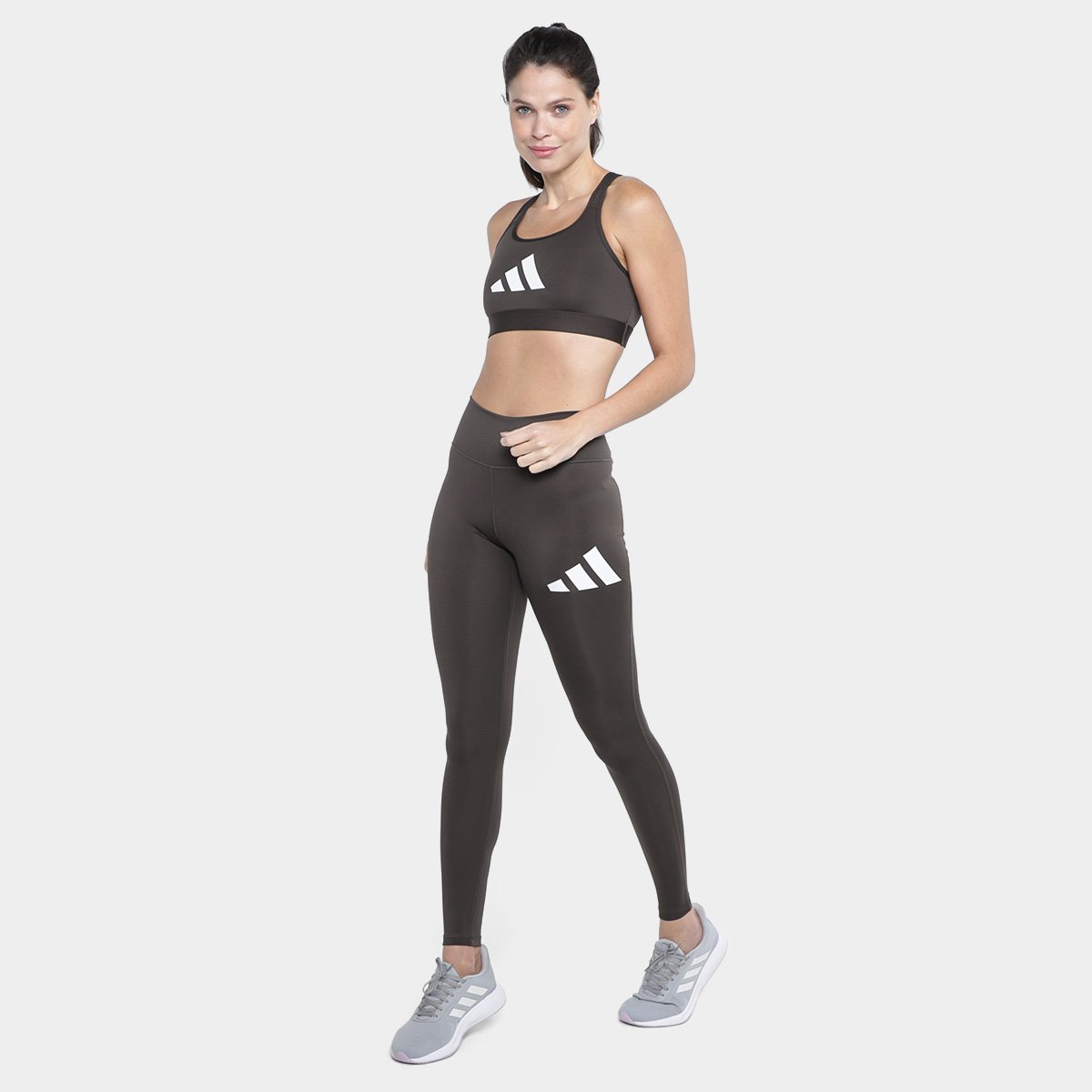 Miniatura Top Adidas Power React Feminino Verde escuro+Branco - G