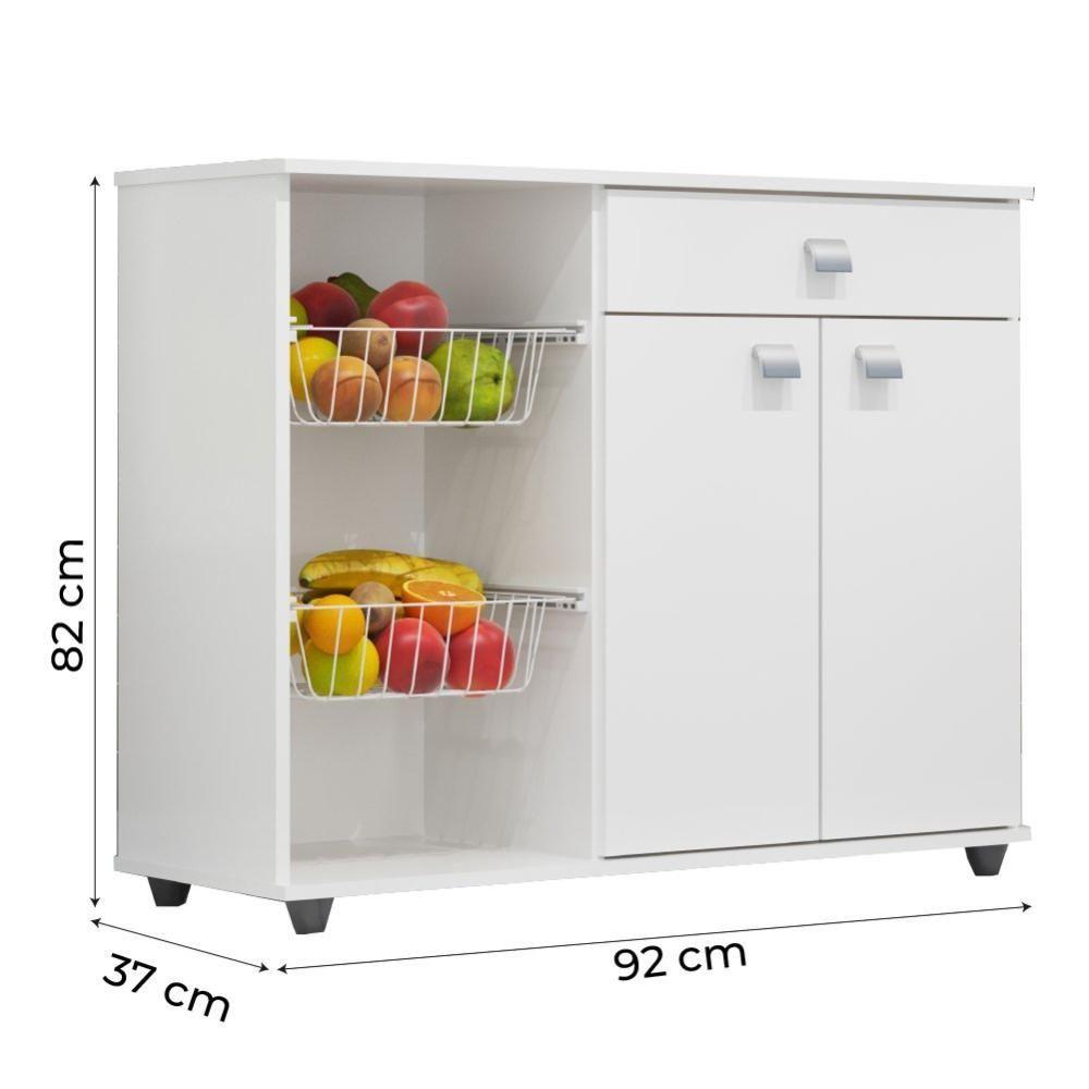 Miniatura Armário Balcão Com Fruteira Renata 2 Portas 1 Gaveta Branco