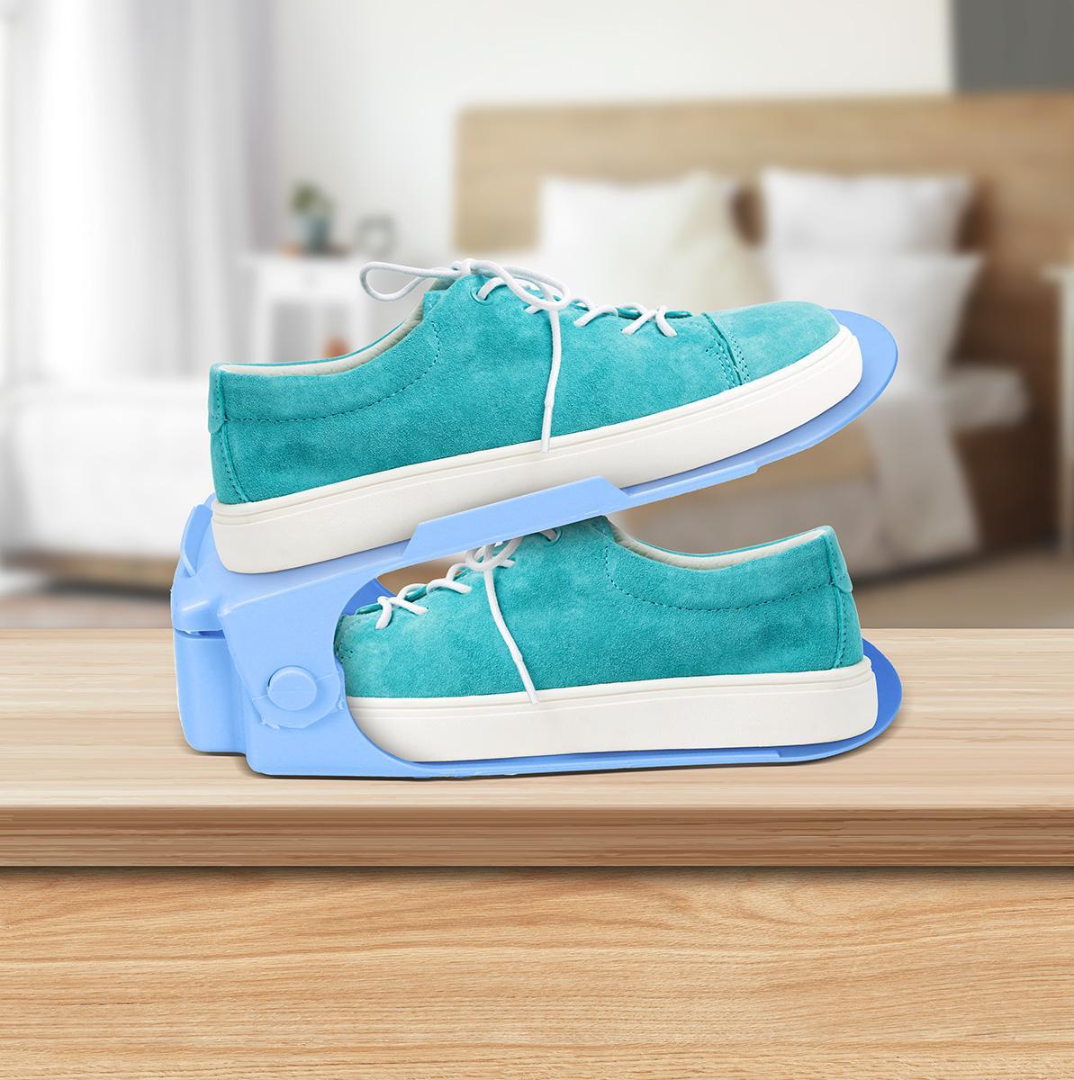 Kit 10 Organizadores Sapatos Reforçado Regulagem Altura Azul