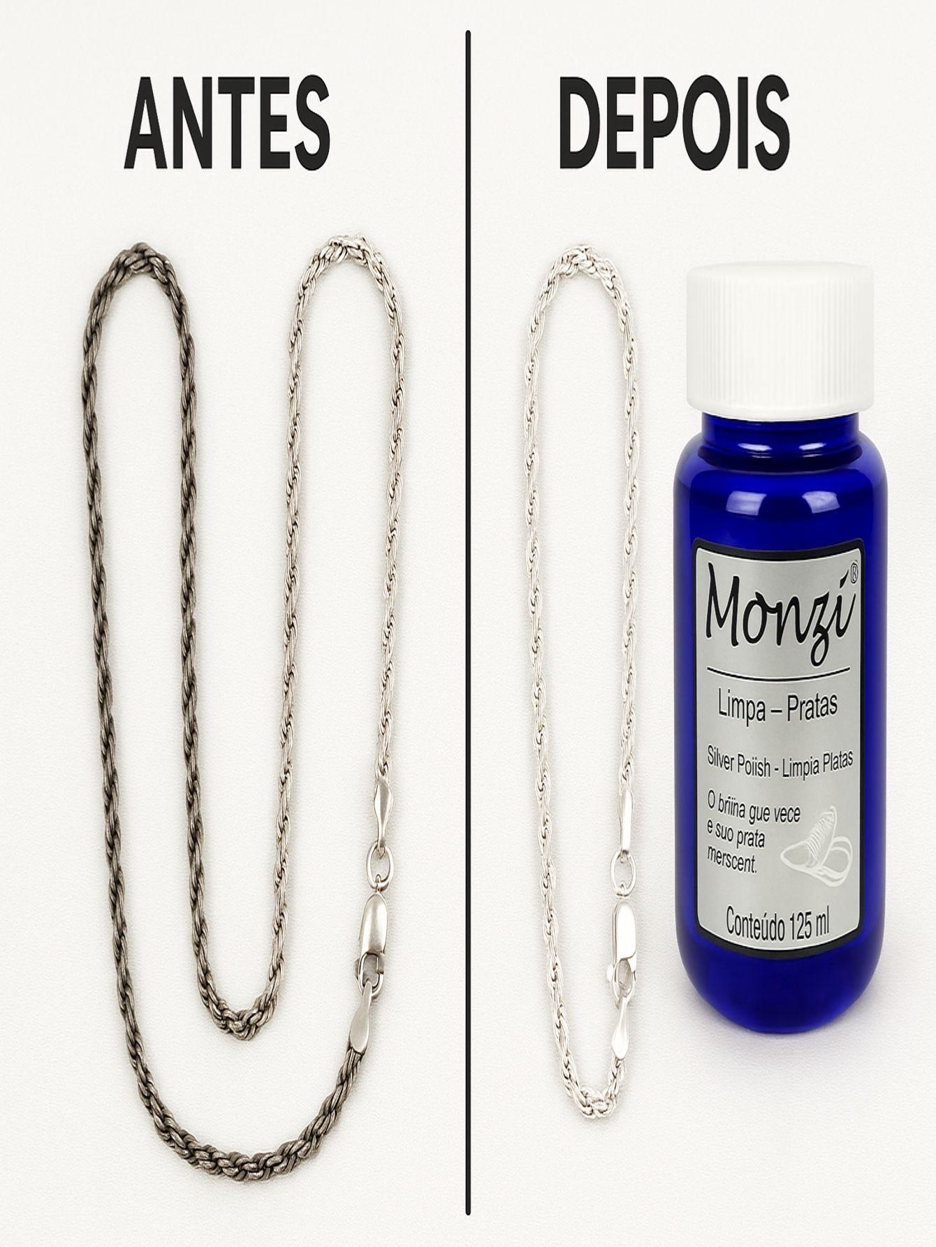 Miniatura Limpa Prata 925 Monzi 125Ml Liquido Limpeza Jóia Corrente