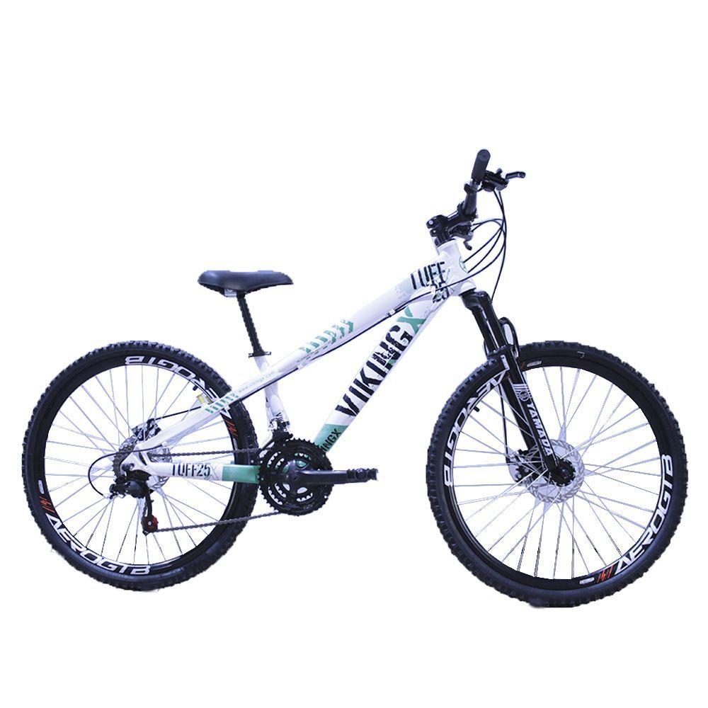 Miniatura Bicicleta Viking X Tuff 25/30 26 Freio A Disco Mec 21 Velocidades Branco Verde