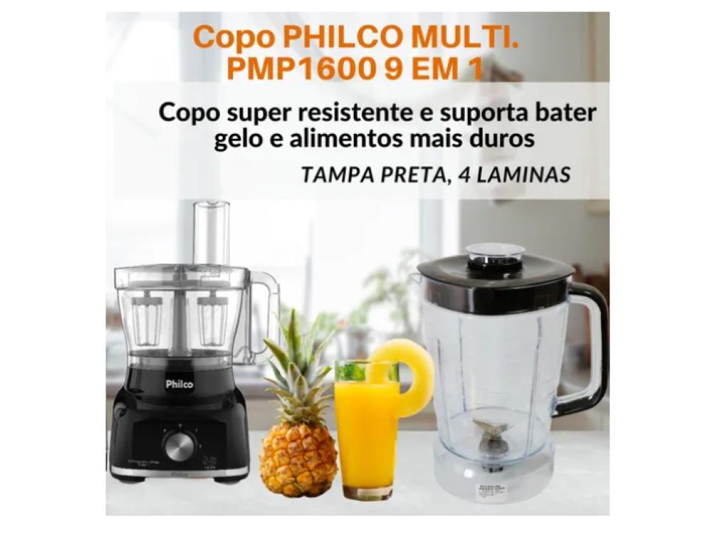 Copo Philco Multiprocessador Pmp1600 9 Em 1 Tampa Preta