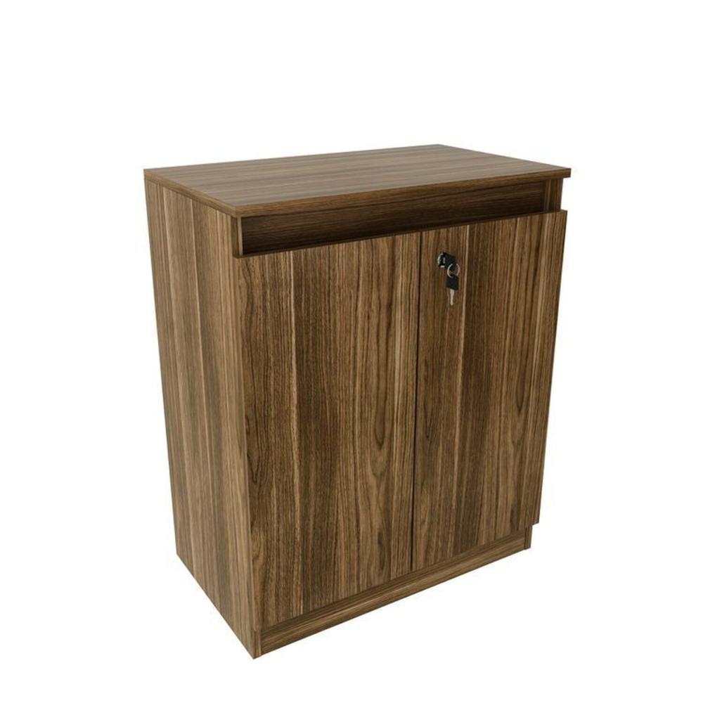 Kit 2 Peças Armário Escritório com 2 Portas com Chave, Balcão para Escritório com Chave e 2 Portas Nogal