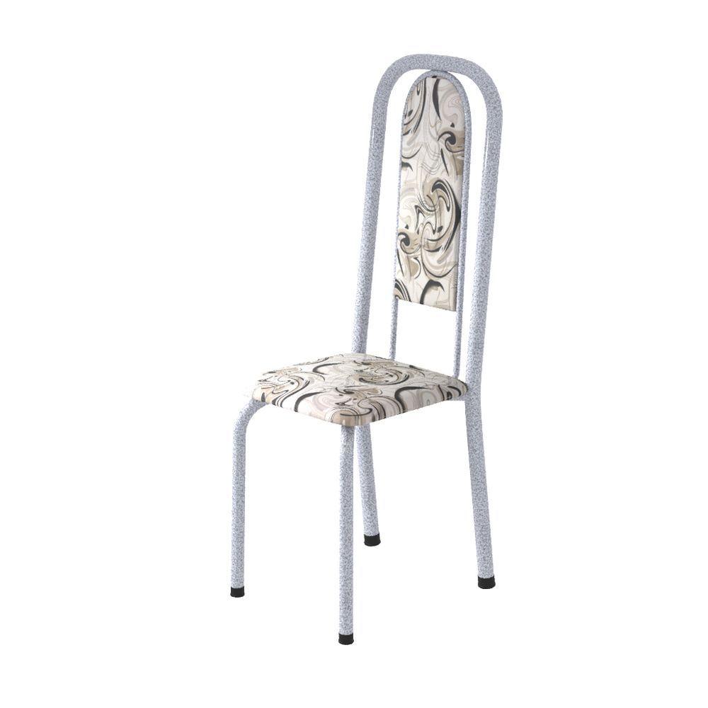 Miniatura Conjunto De Mesa Tubular 6 Cadeiras 140x75cm Mart Perola Com Tampo De Ardósia Lavínea Arabesco