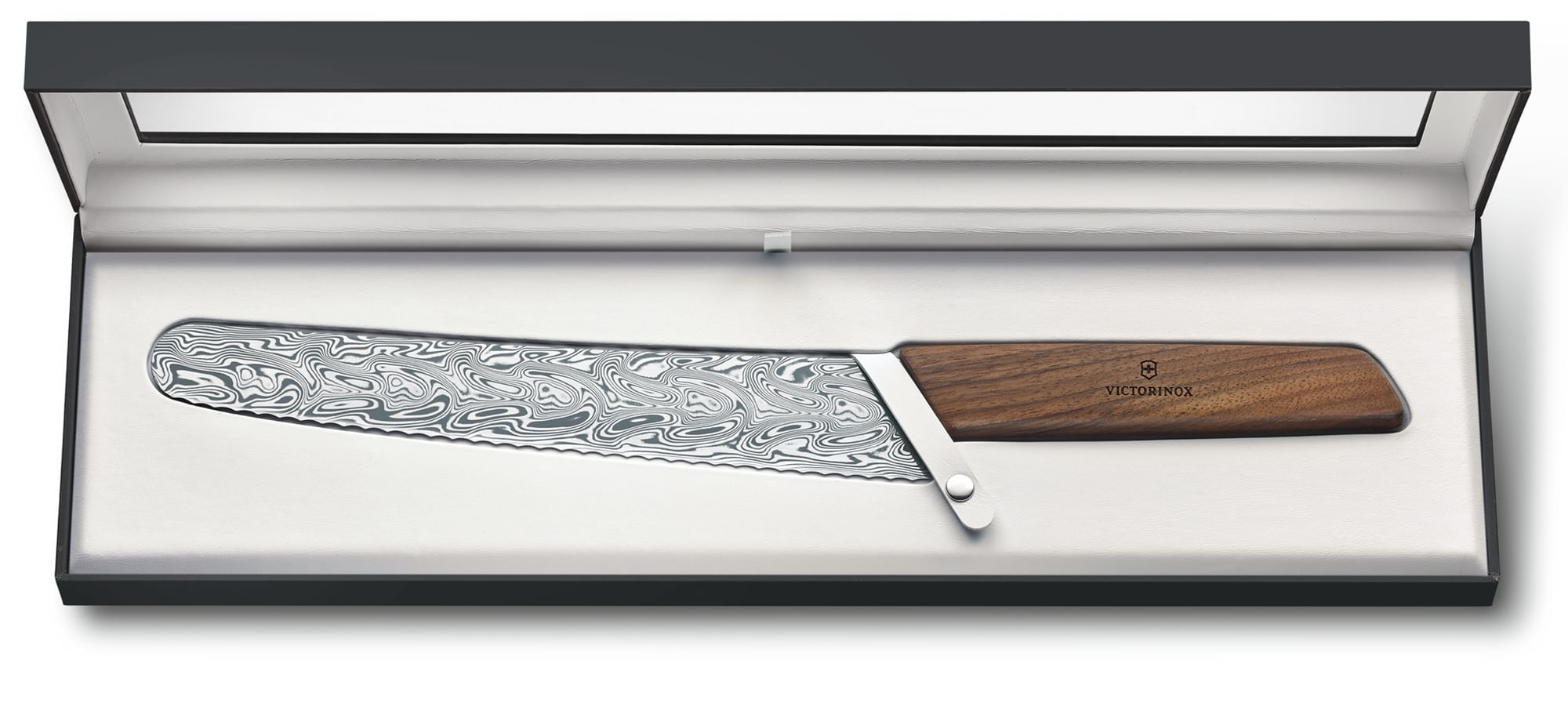 Miniatura Faca para massas e pães Swiss Modern Damast - Edição Limitada 2021 nogueira