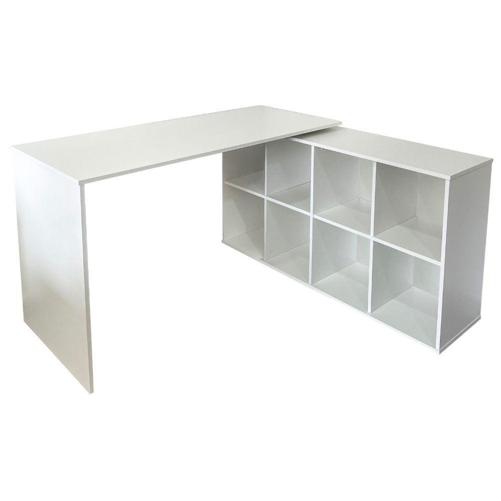 Miniatura Escrivaninha Em L Mesa Office 8 Nichos Nero Ii Branco