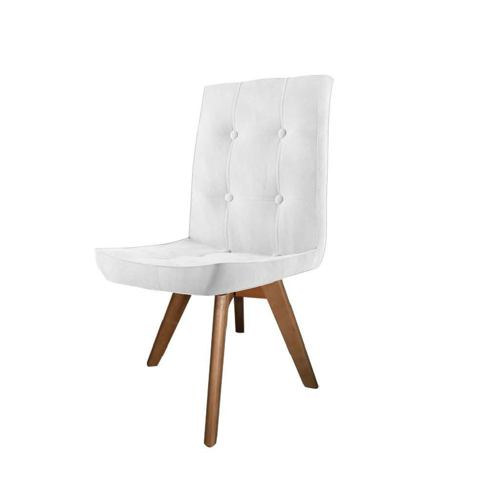 Miniatura Conjunto 03 Cadeira De Jantar Drop Com Botão Base Giratória Carvalho Sintético Branco