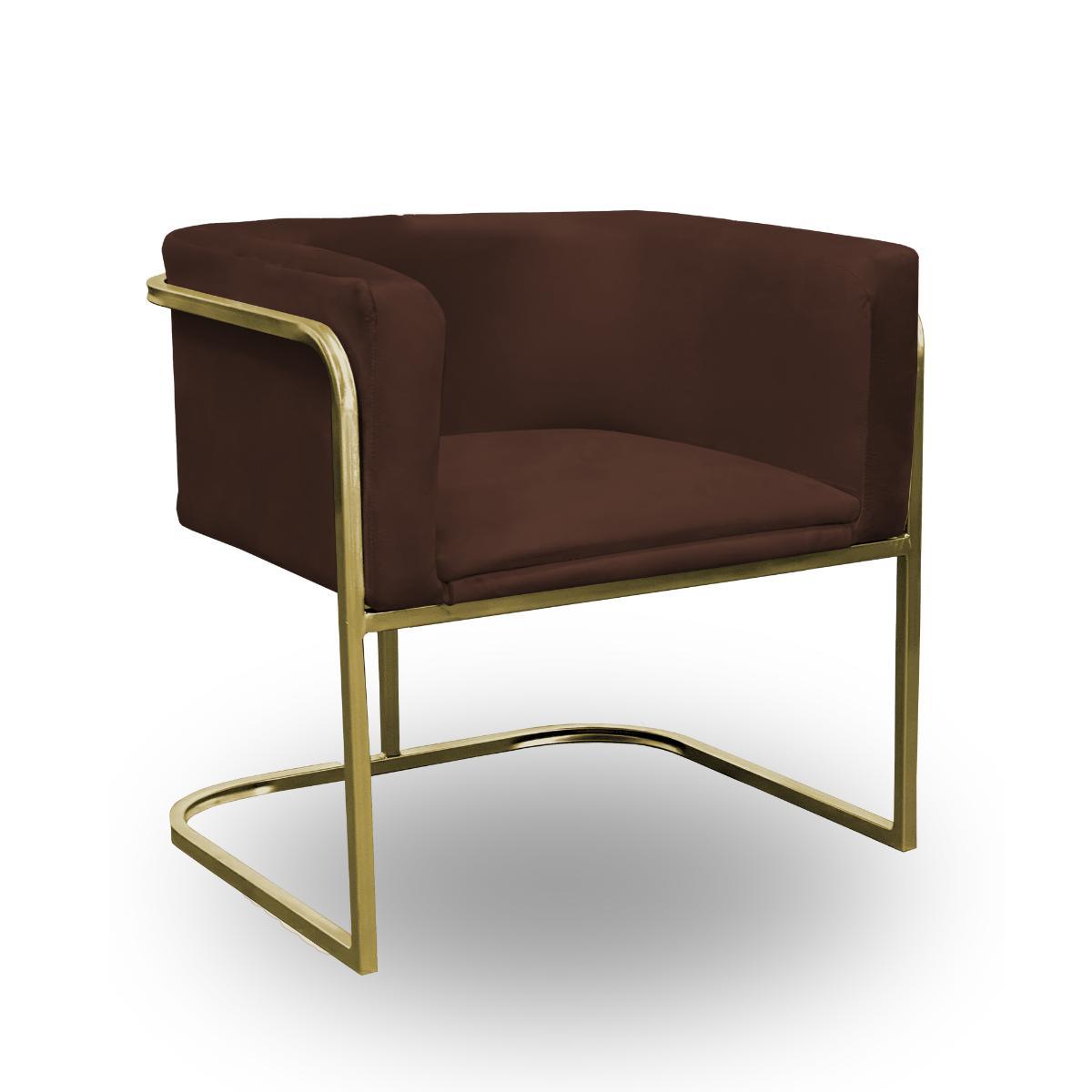 Miniatura Poltrona Betina - Base Quadrada Dourada - Marrom