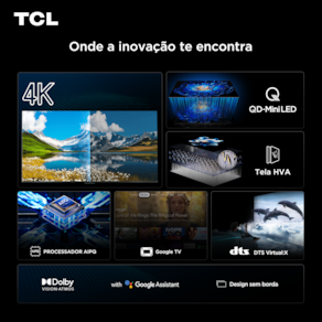 Miniatura Smart TV TCL 50" 4K QD-Mini Led 50C6KS 60Hz com Sistema Operacional Google TV
