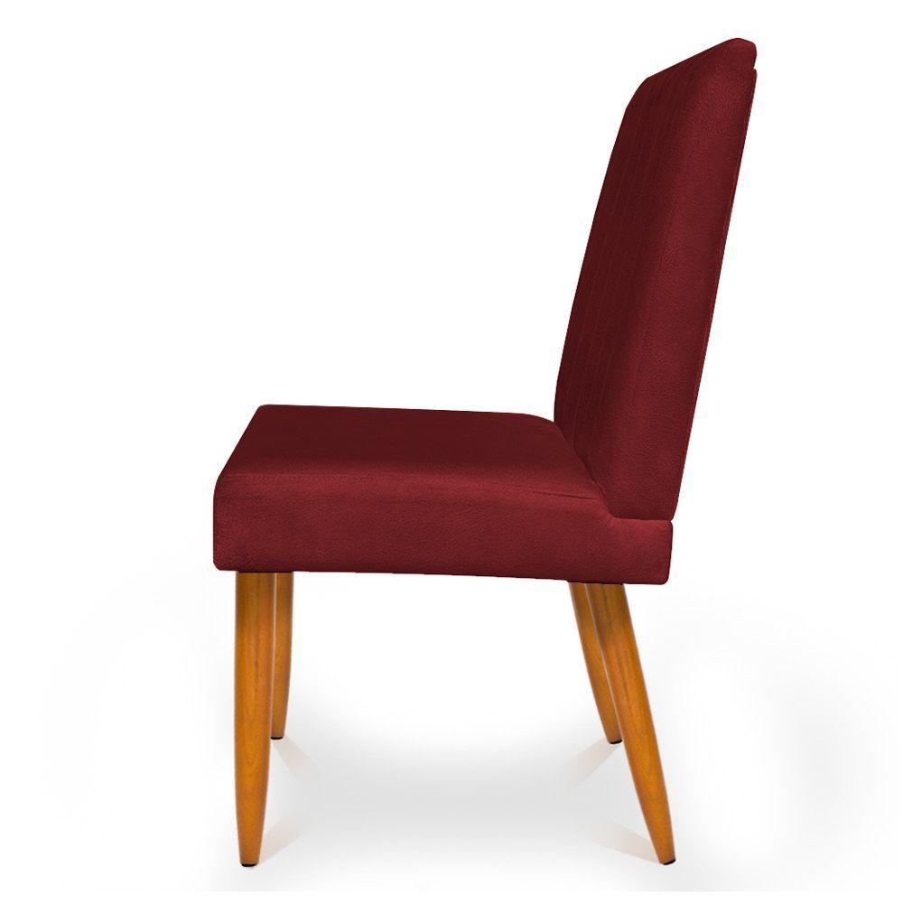 Kit 2 Cadeiras De Jantar Acapulco Suede Pés Palito Castanho - Pallazio Cor Vermelho